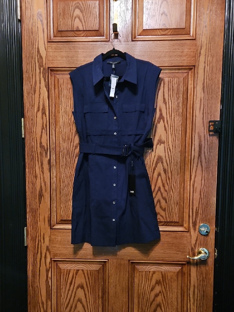 White House Black Market Officer Blue Shirtdress
